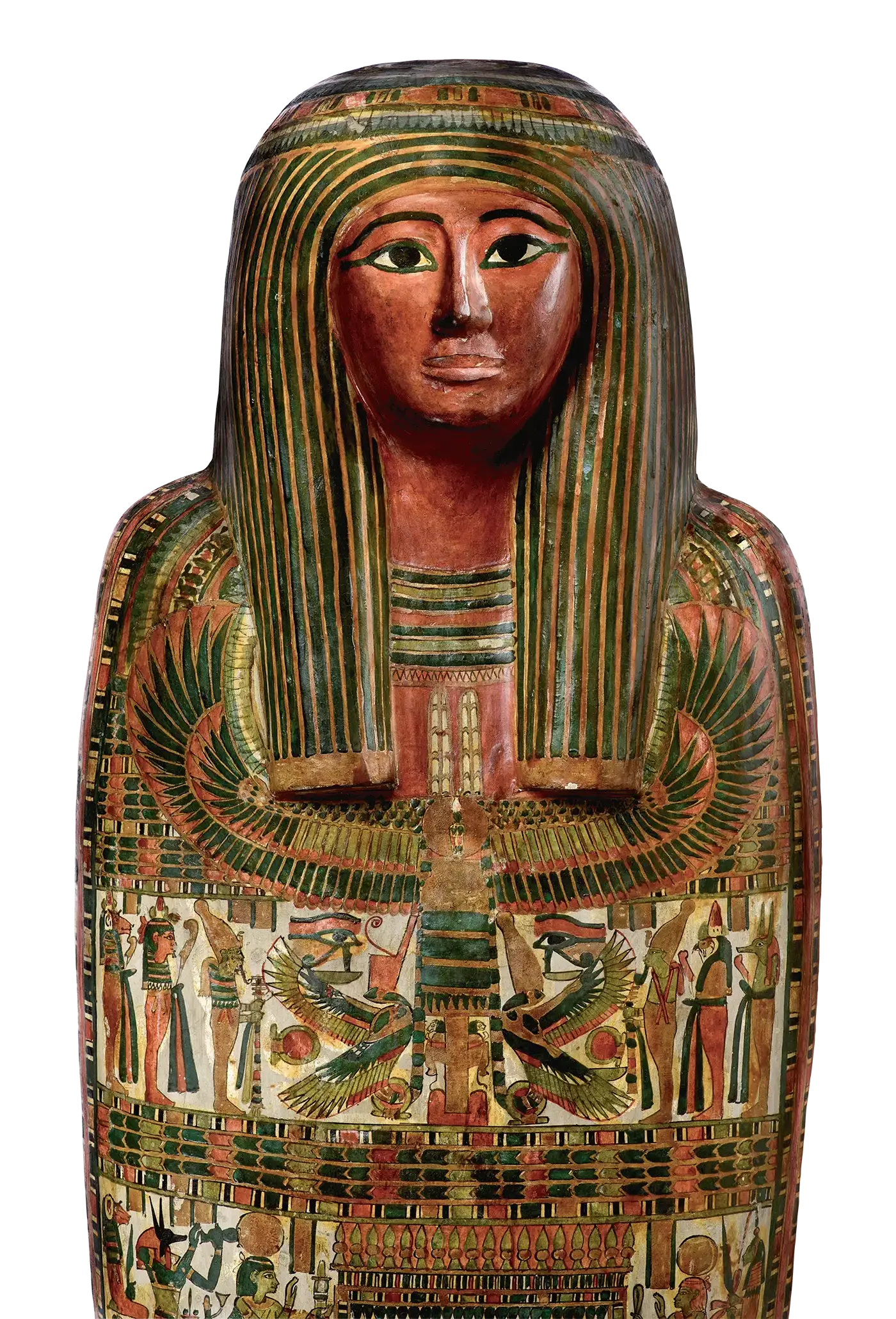 《神官ホル(ホルス)のカルトナージュとミイラ》(部分) 前760~前558年頃 ブルックリン博物館蔵